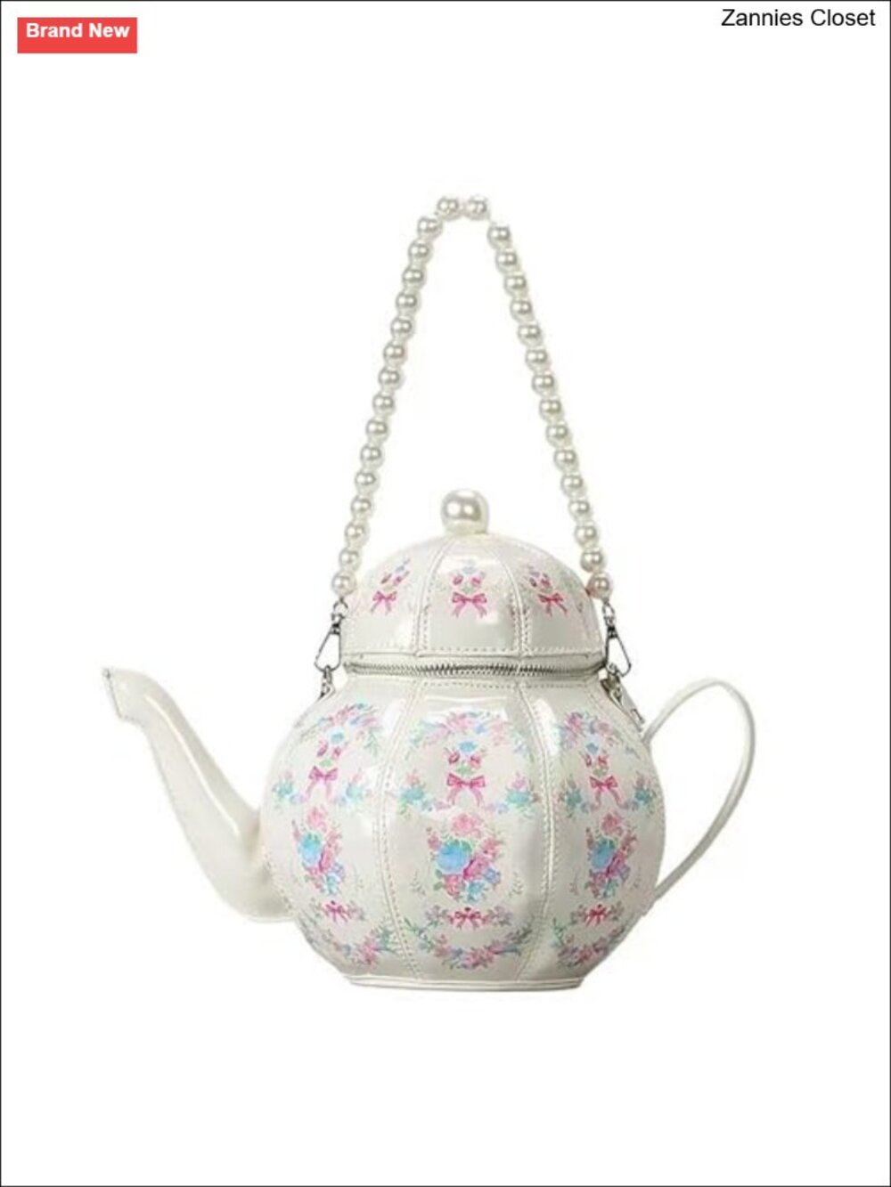 Teapot Purse Lolita Floral PU Leather Crossbody Handbag Women